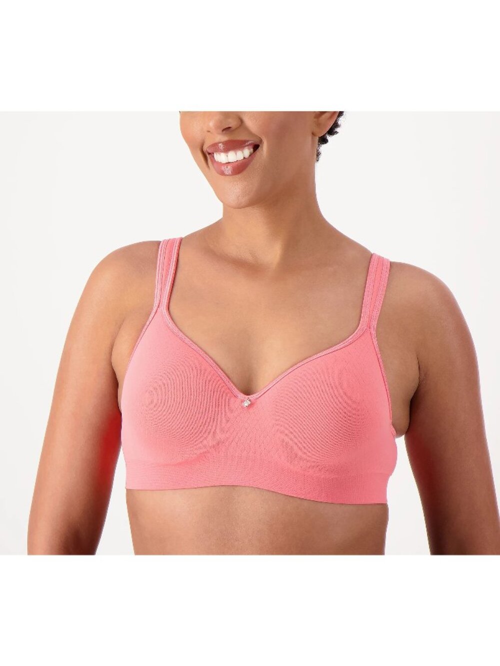 Breezies Underwire Bra Size 38G Diamond Jacquard Seamless Sweet Coral Pink NEW